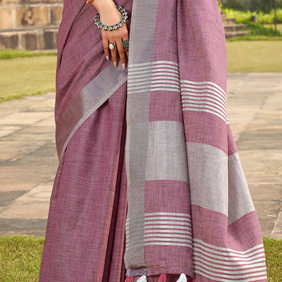 Nectarous Pink Cotton Silk Saree With Whimsical Blouse Piece