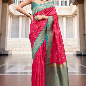 Charismatic Dark Pink Soft Banarasi Silk Saree With Conflate Blouse Piece