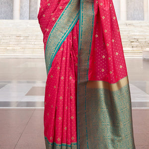 Charismatic Dark Pink Soft Banarasi Silk Saree With Conflate Blouse Piece