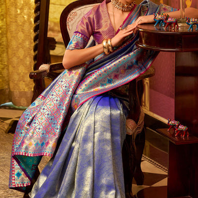 Arresting Blue Soft Banarasi Tissue Silk Saree With Charismatic Blouse Piece