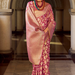 Ravishing Purple Soft Banarasi Tissue Silk Saree With Groovy Blouse Piece