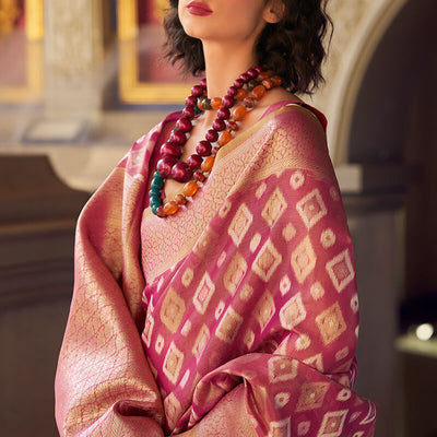 Ravishing Purple Soft Banarasi Tissue Silk Saree With Groovy Blouse Piece