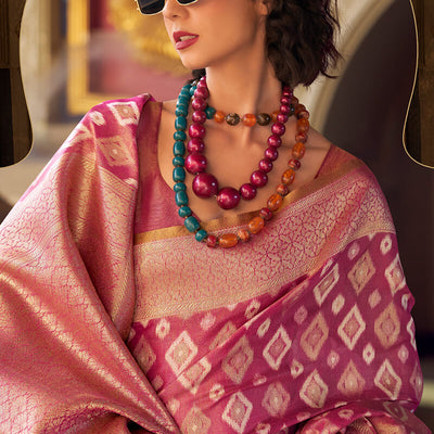 Ravishing Purple Soft Banarasi Tissue Silk Saree With Groovy Blouse Piece