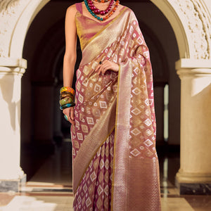Beleaguer Pink Soft Banarasi Tissue Silk Saree With Refreshing Blouse Piece