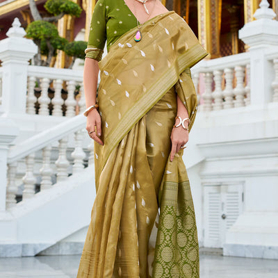 Arresting Green Soft Banarasi Silk Saree With Prettiest Blouse Piece
