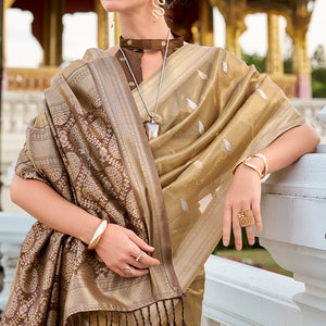 Gorgeous Golden Soft Banarasi Silk Saree With Jubilant Blouse Piece