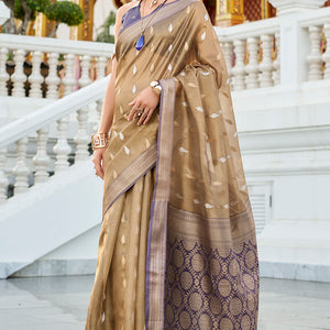 Moiety Brown Soft Banarasi Silk Saree With Smart Blouse Piece