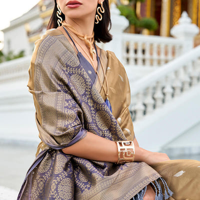 Moiety Brown Soft Banarasi Silk Saree With Smart Blouse Piece