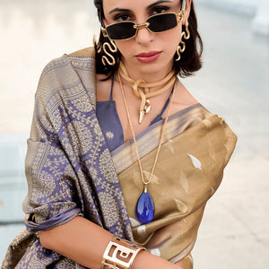 Moiety Brown Soft Banarasi Silk Saree With Smart Blouse Piece