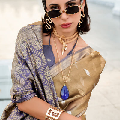 Moiety Brown Soft Banarasi Silk Saree With Smart Blouse Piece