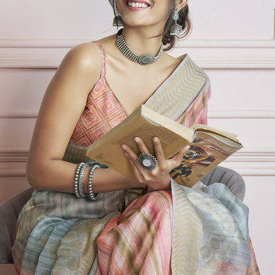 Enthralling Multicolor Digital Printed Khadi Silk Saree With Staring Blouse Piece