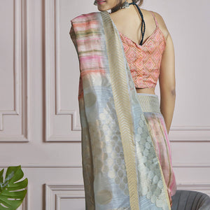 Enthralling Multicolor Digital Printed Khadi Silk Saree With Staring Blouse Piece