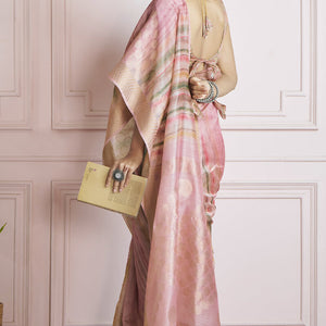 Opulent Pink Digital Printed Khadi Silk Saree With Nemesis Blouse Piece