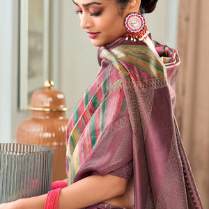 Refreshing Wine Digital Printed Soft Silk Saree With Enthralling Blouse Piece