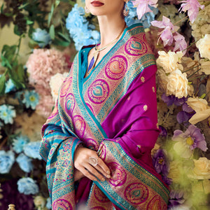 Zephyr Purple Soft Banarasi Silk Saree With Flattering Blouse Piece