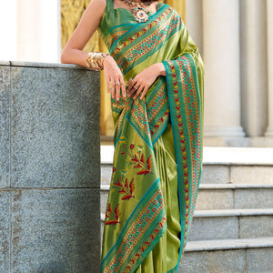 Aplomb Green Paithani Silk Saree With Excellent Blouse Piece
