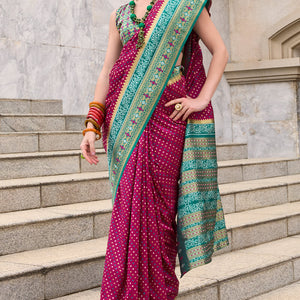 Exquisite Wine Patola Silk Saree with Nectarous Blouse Piece