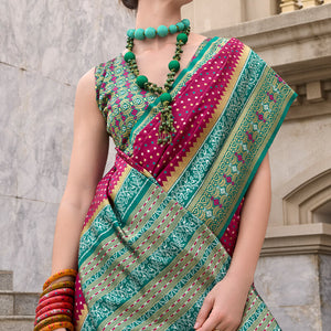 Exquisite Wine Patola Silk Saree with Nectarous Blouse Piece