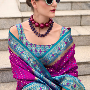 Ravishing Purple Patola Silk Saree with Rhapsodic Blouse Piece
