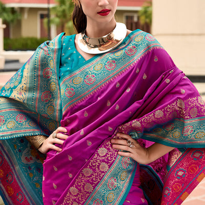Splendorous Purple Soft Banarasi Silk Saree With Preferable Blouse Piece