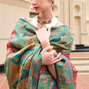 Appealing Dark Pink Soft Banarasi Silk Saree With Wonderful Blouse Piece