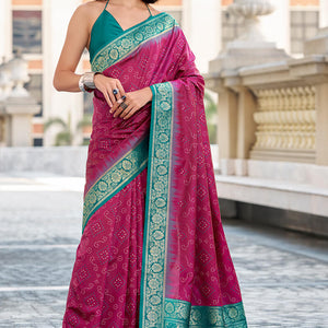 Girlish Wine Soft Banarasi Silk Saree With Stunner Blouse Piece