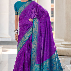 Gleaming Purple Soft Banarasi Silk Saree With Dulcet Blouse Piece