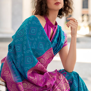 Delightful Blue Soft Banarasi Silk Saree With Gratifying Blouse Piece