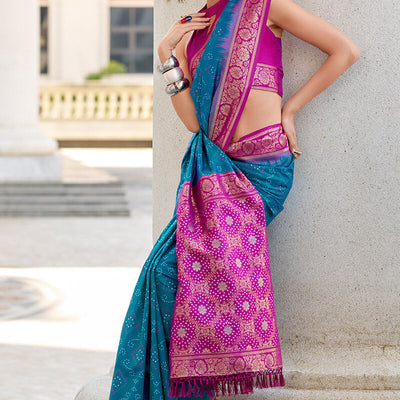 Delightful Blue Soft Banarasi Silk Saree With Gratifying Blouse Piece
