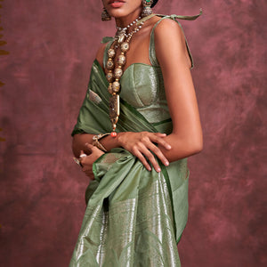 Majesty Green Banarasi Satin Silk Saree With Marvellous Blouse