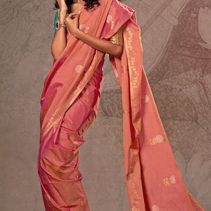 Exceptional Pink Two Tone Soft Banarasi Silk Saree With Nectarous Blouse