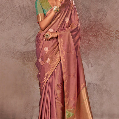 Felicitous Brown Two Tone Soft Banarasi Silk Saree With Evocative Blouse