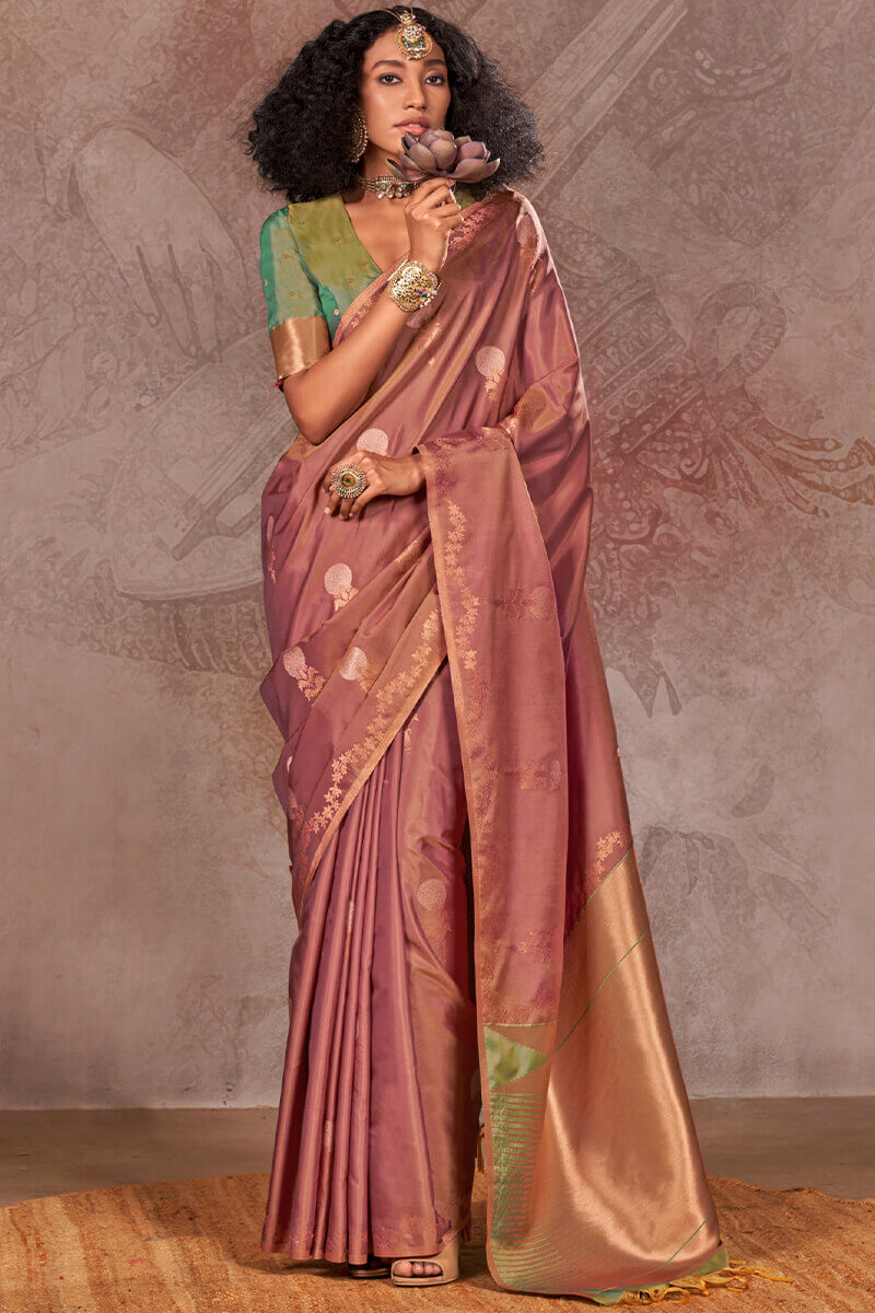 Felicitous Brown Two Tone Soft Banarasi Silk Saree With Evocative Blouse