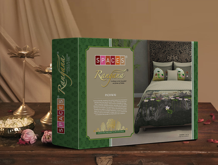 Floral Grey 100% Cotton King Size Bedsheet Rangana Digital - By Spaces