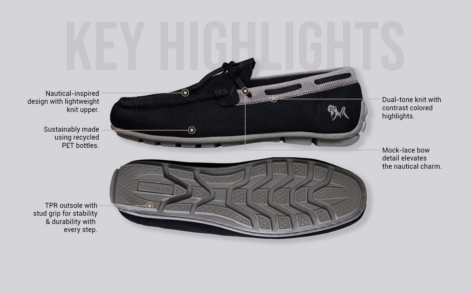 ReLive Knit Boat Loafers : Black
