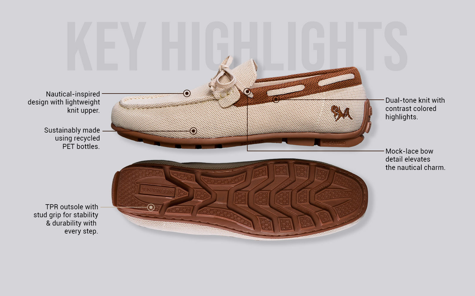 ReLive Knit Boat Loafers : Beige