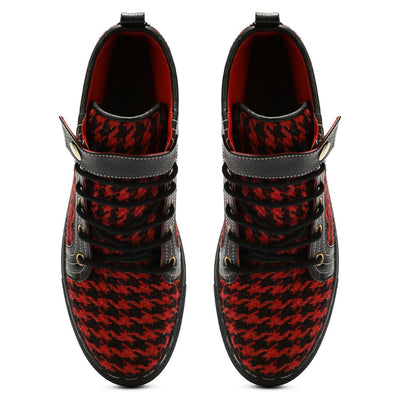 Red Classic Houndstooth High_Tops for Women (discontinued)