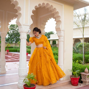 ORGANZA PUFF SLEEVES LEHENGA