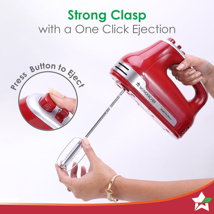 Crimson Edge 5 Speed Electric Hand Mixer | 300W Powerful Copper Motor