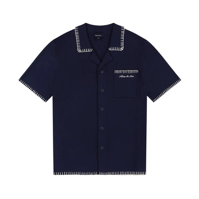 Alma De Ace Rexa Stitched Navy Blue Shirt