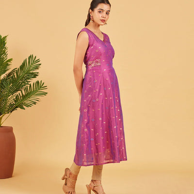 Purple Chanderi Kurta