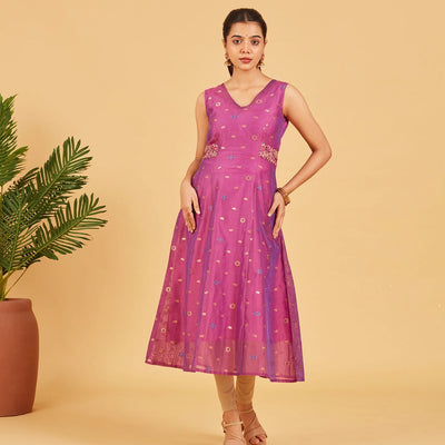 Purple Chanderi Kurta