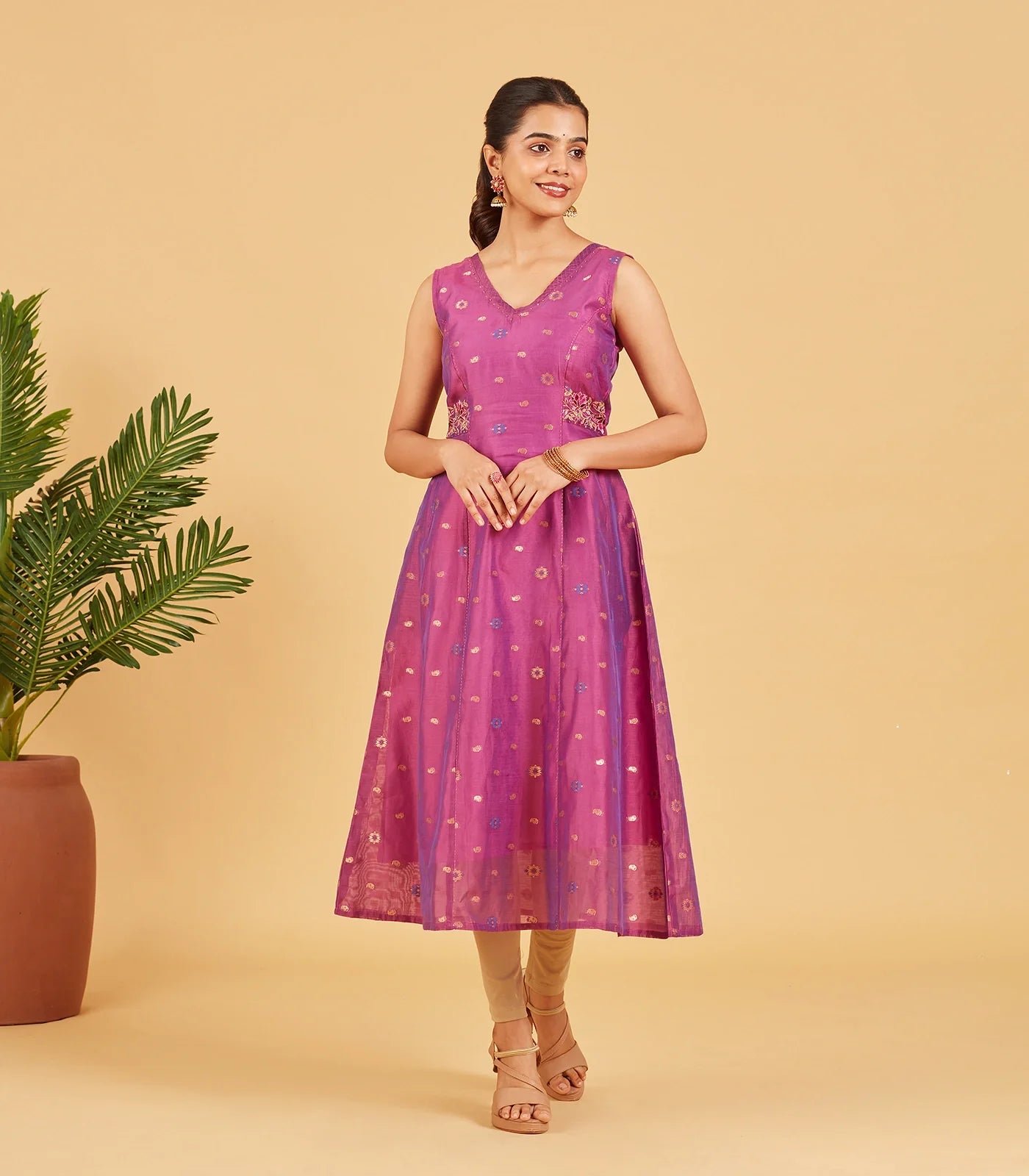 Purple Chanderi Kurta