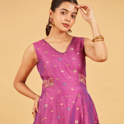 Purple Chanderi Kurta