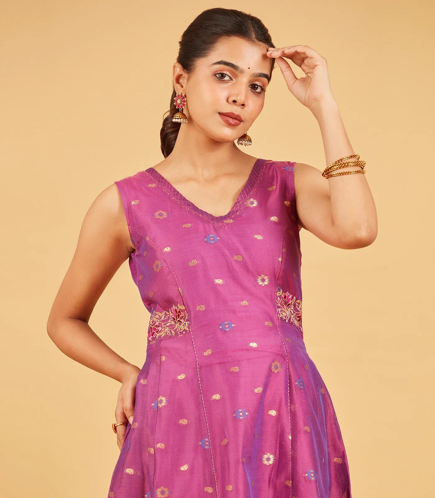 Purple Chanderi Kurta