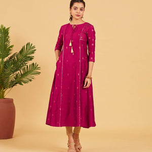 Magenta & Gold Zari Work Kurta
