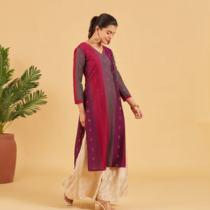 Purple And Pink Striped Kurta