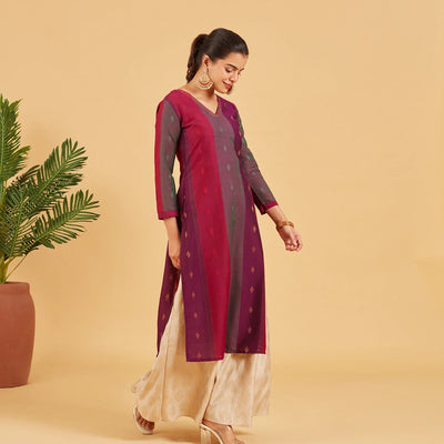 Purple And Pink Striped Kurta