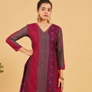 Purple And Pink Striped Kurta