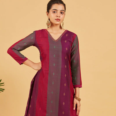 Purple And Pink Striped Kurta